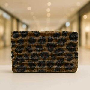 Beaded Leopard Print Mini Clutch – Statement Evening Bag